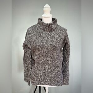 CLEARANCE! Gray Marled Cable & Gauge Mock Cowl Sweater Size S EUC